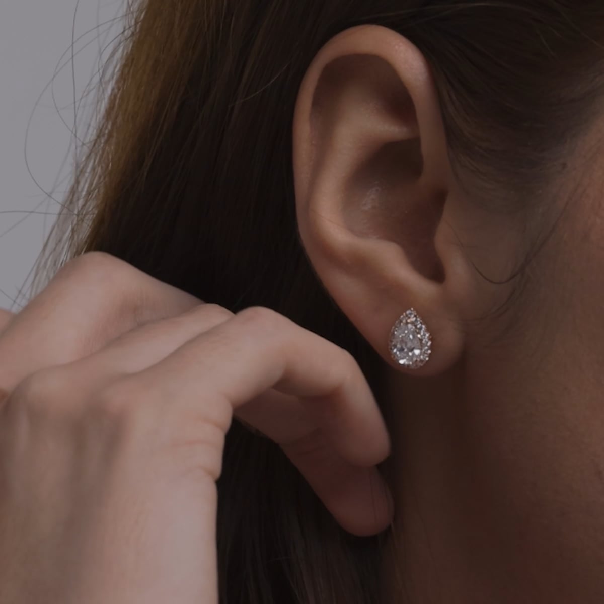 product video 2 for 1 7/8 ctw Pear Lab Grown Diamond Halo Stud Earrings