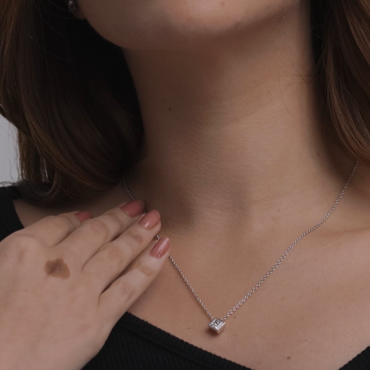 product video for 1 ctw Princess Lab Grown Diamond Bezel Set Solitaire Pendant with Adjustable Chain