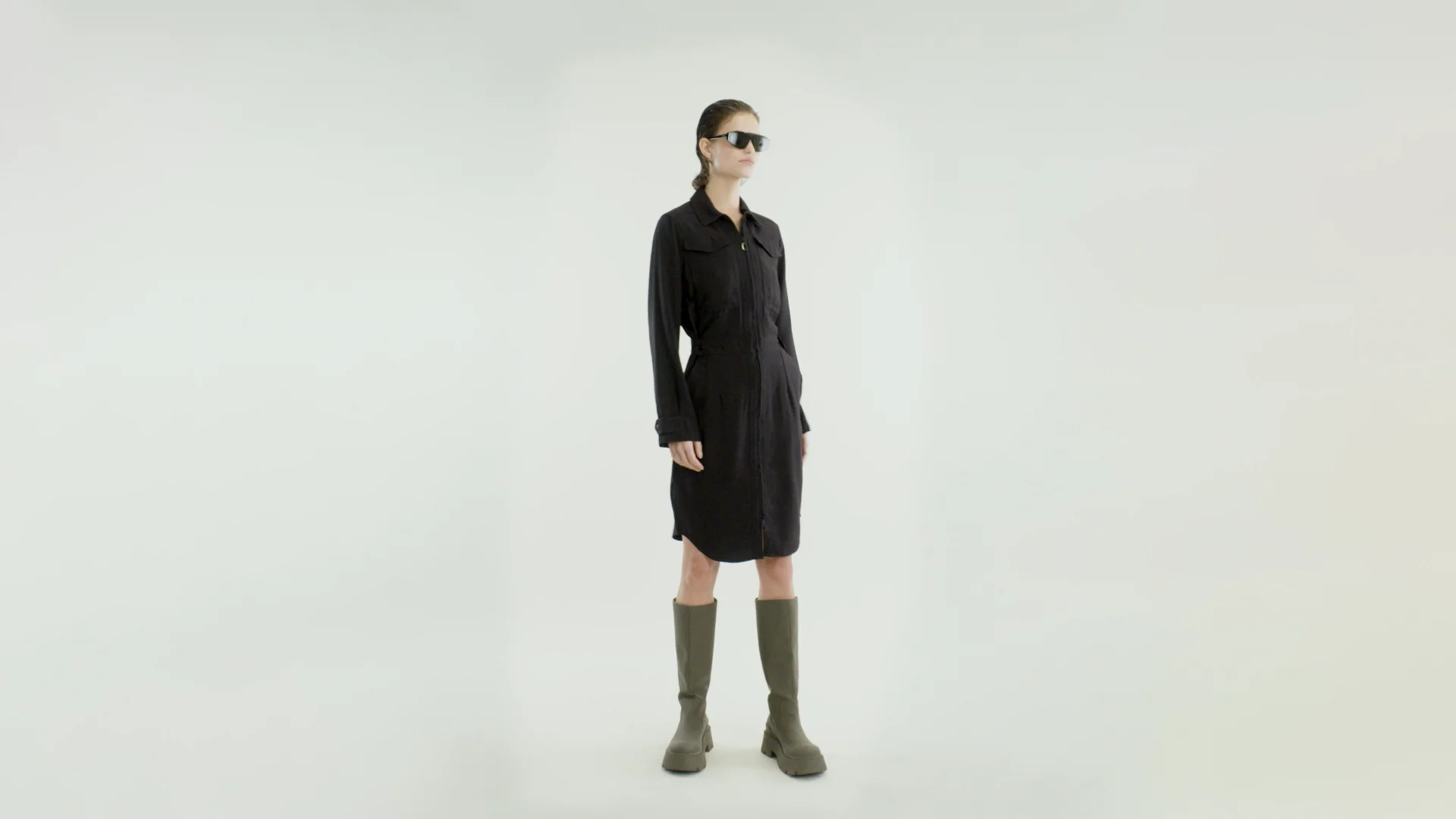 long sleeve under sleeveless dress LESET Lauren Sleeveless Turtleneck Dress in Black in Jersey