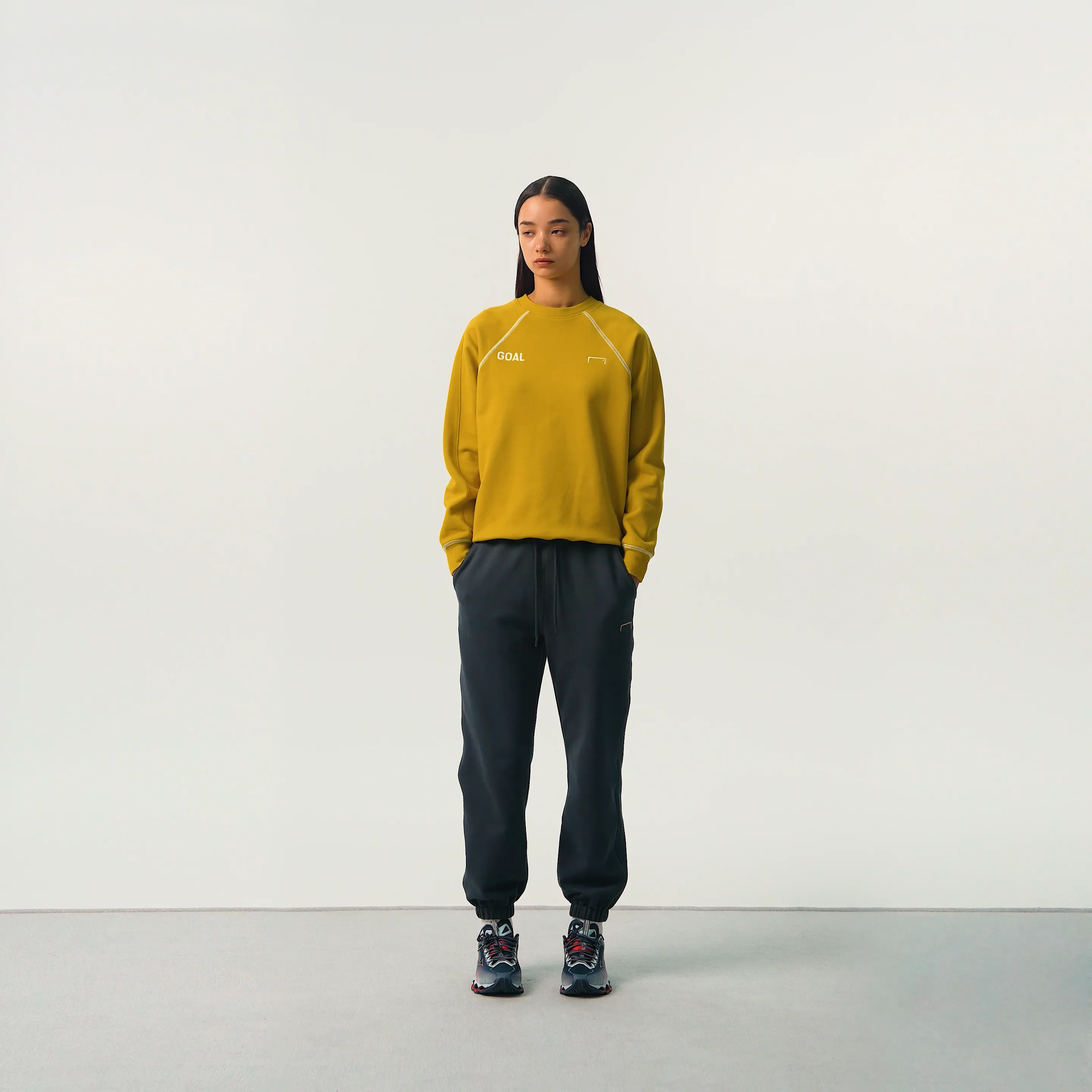 ☆送料無料☆ GOAL STUDIO STITCHED BIG LOGO SWEAT ☆ STITCHED BIG LOGO SWEAT-MUSTARD - GOALSTUDIO