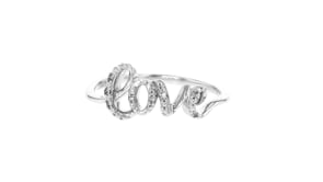Diamond-Accented Love Ring in Sterling Silver