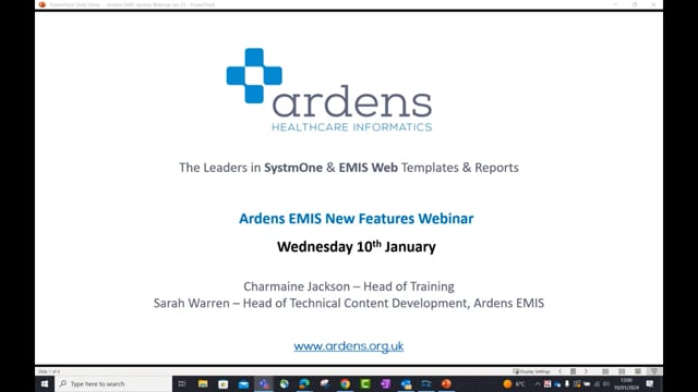New Features Webinar (Ardens EMIS) - Jan 2024