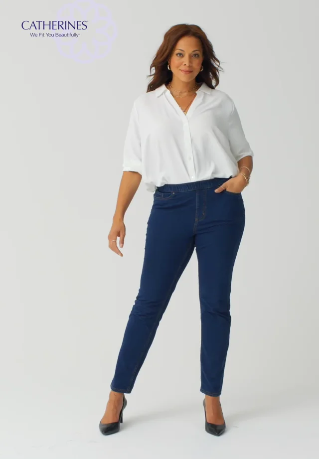 Denim & Co. Regular Comfy Knit Denim Straight Leg Pocket Jeans 