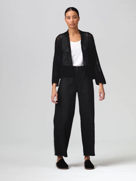 Peruvian Organic Cotton Boucle High Collar Cardigan | EILEEN Peruvian Organic Cotton Boucle High Collar Cardigan | EILEEN