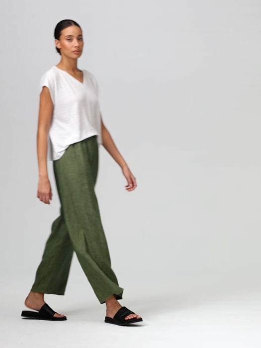 Washed Organic Linen Délavé Wide Trouser Pant