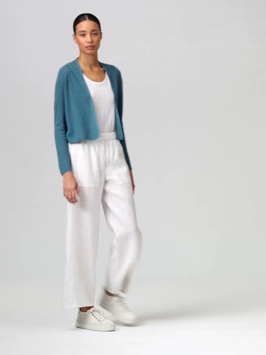 Organic Linen Cotton Airy Tuck Cropped Cardigan