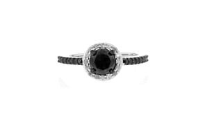 1.50 ct. t.w. Black and White Diamond Halo Ring in Sterling Silver