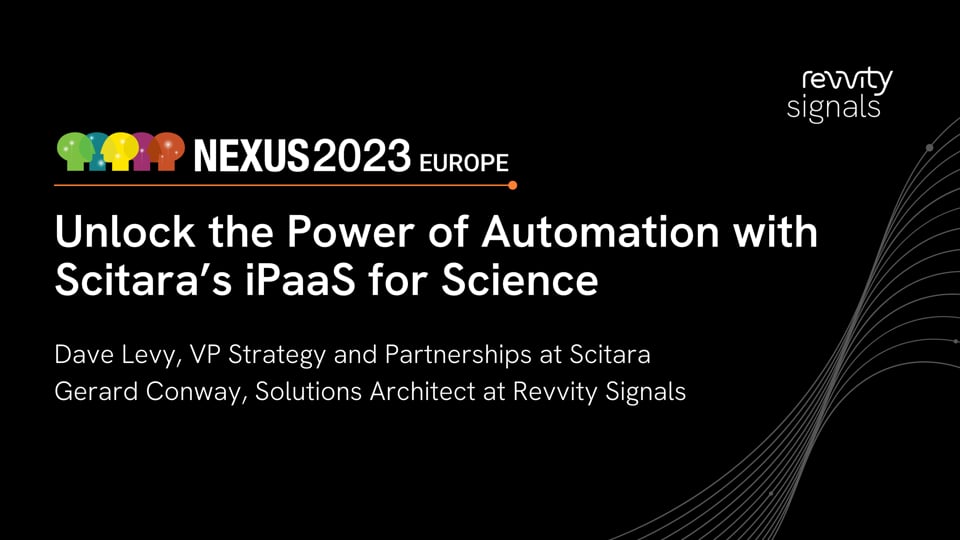 Watch Day 1, EU NEXUS 2023 - Unlock the Power of Automation with Scitara's iPaaS for Science on Vimeo.