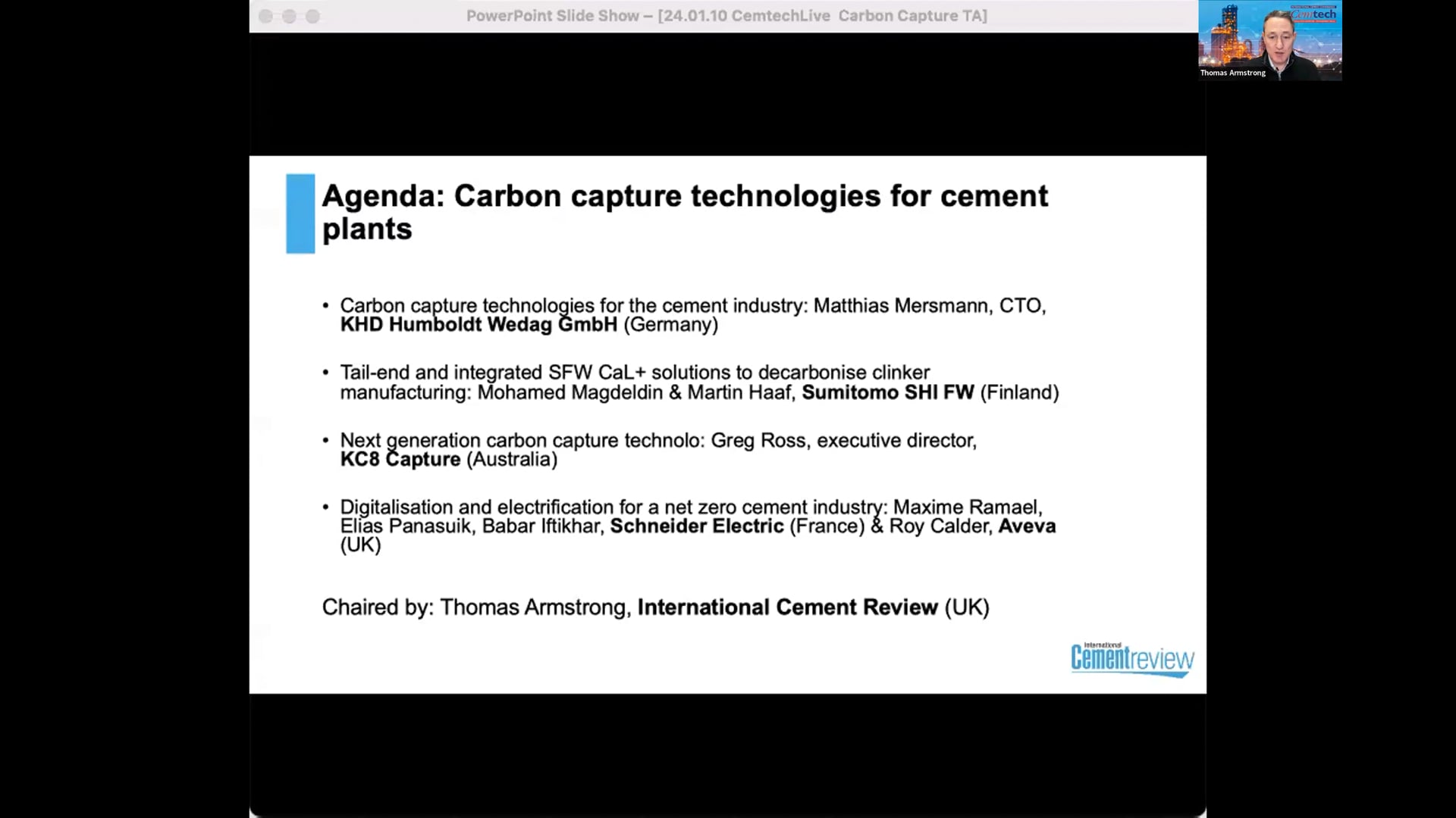 Cemtech Live Webinar: Carbon capture technologies for cement plants