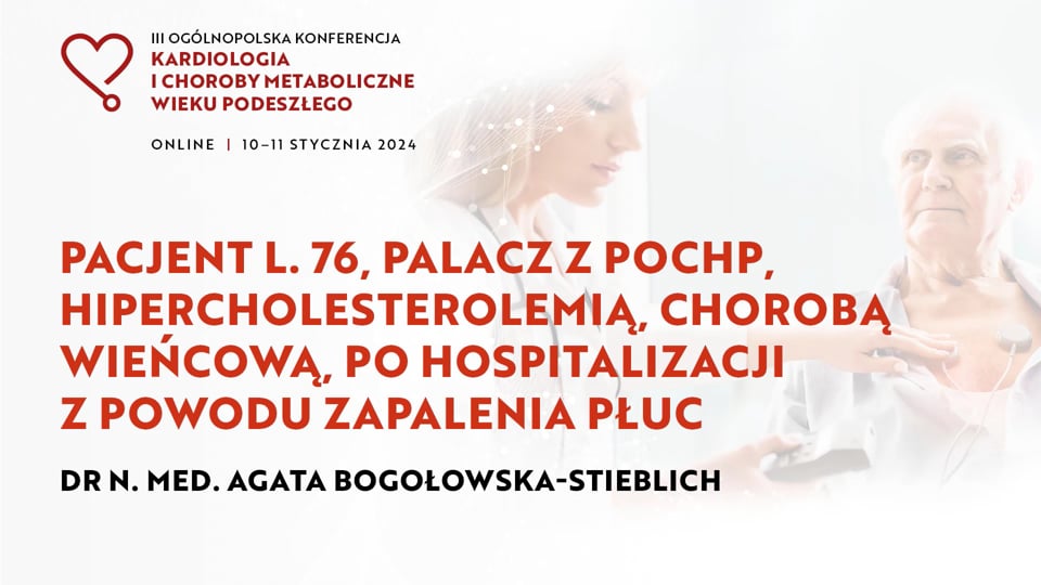 Grafika dla Pacjent l. 76, palacz z POChP, hipercholesterolemią, chorobą wieńcową, po hospitalizacji z powodu zapalenia płuc