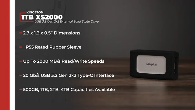Kingston 1TB XS2000 USB 3.2 Gen 2x2 External Solid SXS2000/1000G Kingston 1TB XS2000 USB 3.2 Gen 2x2 External Solid SXS2000/1000G