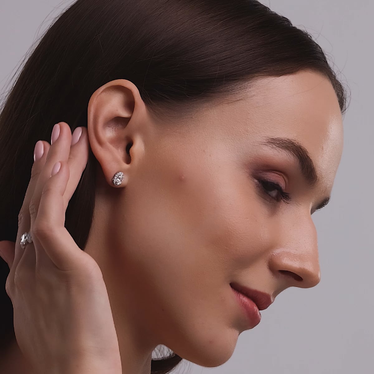 product video 2 for 1 1/5 ctw Oval Lab Grown Diamond Halo Stud Earrings