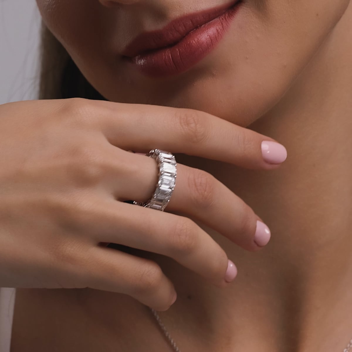 25 1/5 ctw Emerald Lab Grown Diamond Cut Luxe Eternity Band - 8.7mm Width Platinum, FG, VS2+