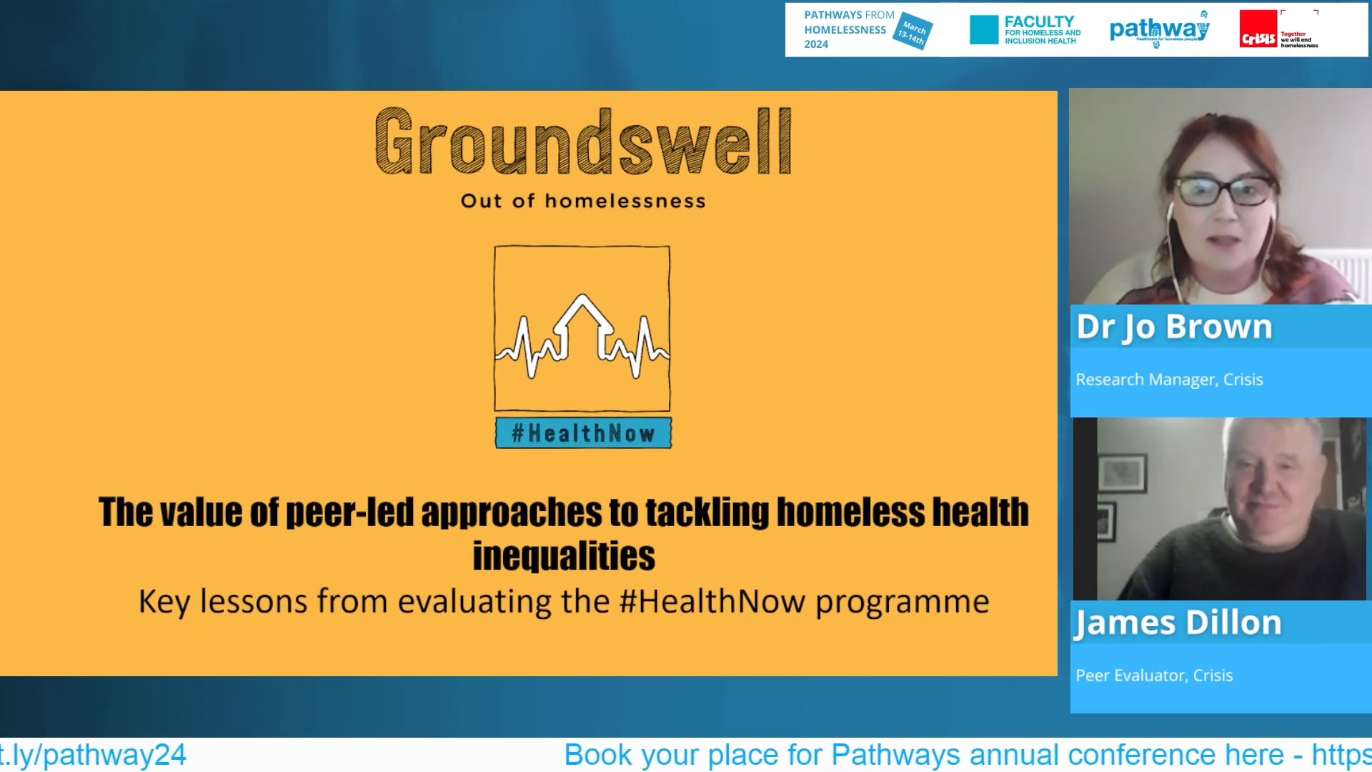 Dr Jo Brown & James Dillon - The value of peer-led approaches to tackling homeless health inequalities