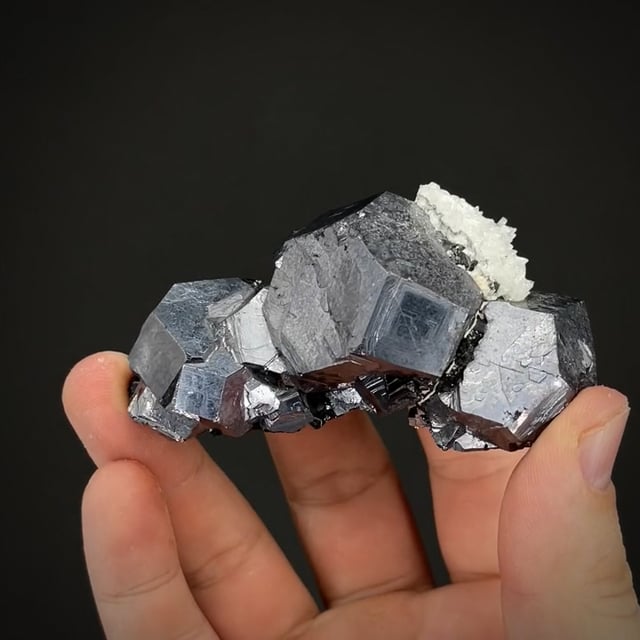 Cuboctahedral Galena with Calcite