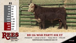 Lot #81 - RB 116 WAR PARTY 81K ET