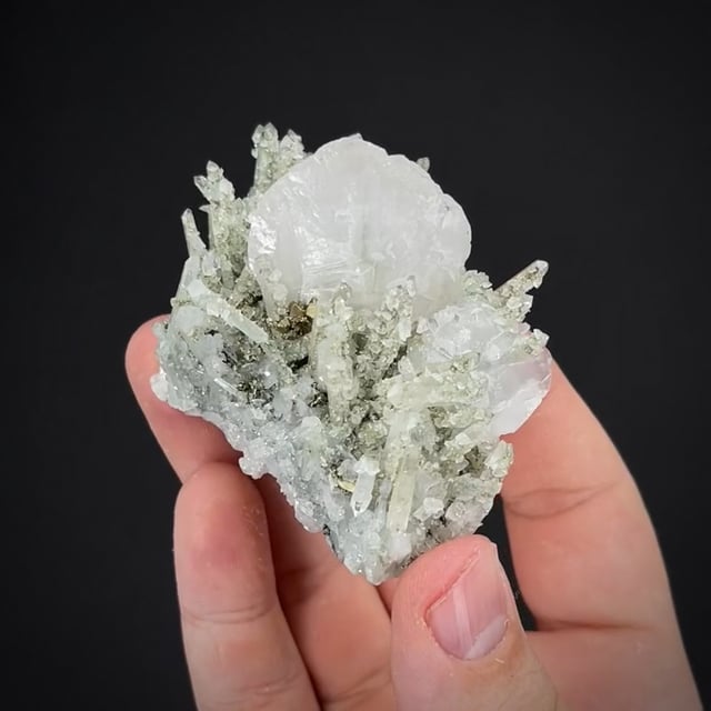 Manganoan Calcite & Pyrite on Quartz