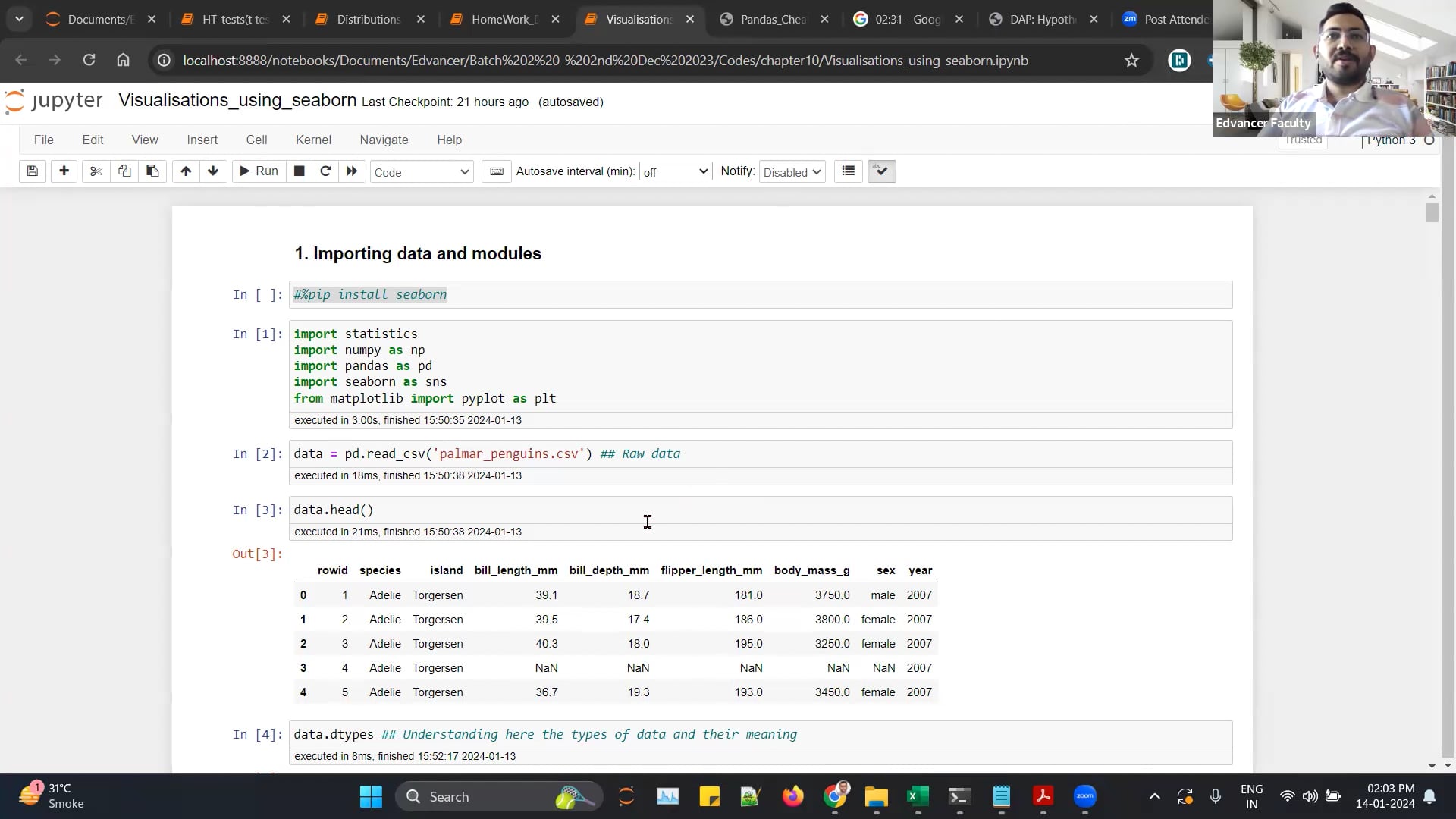 Class Video 2: Visualization using Matplotlib & Seaborn (14th Jan 2023)