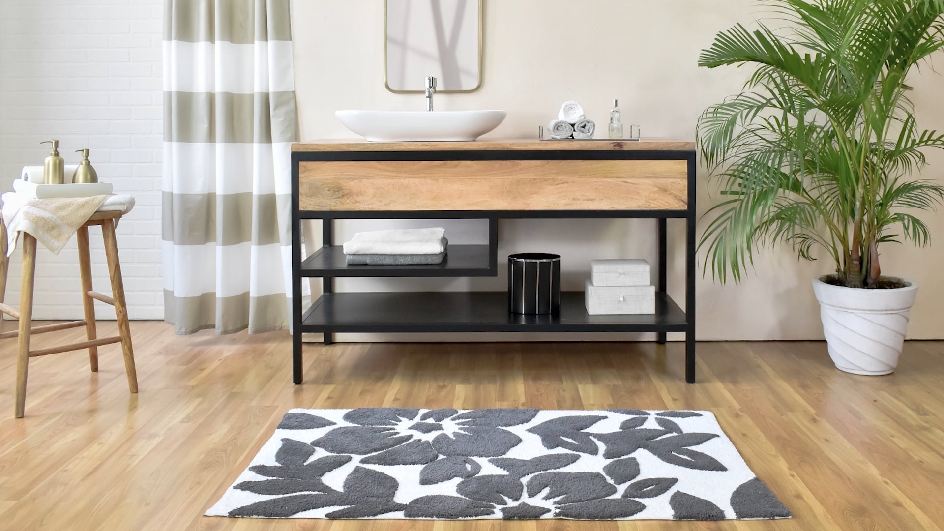 Burlington Leaf Indoor Cotton Bath Mat, 21"x34" Contemporary Bath