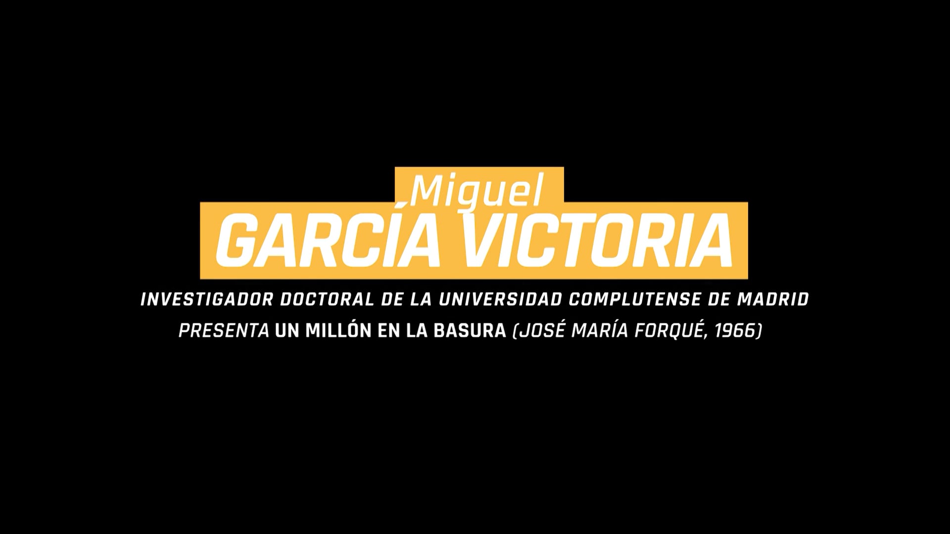 Miguel García Victoria presenta «Un millón en la basura»