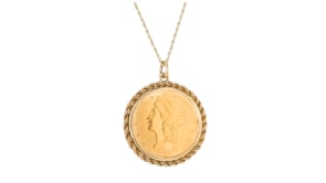 C. 1980 Vintage 14kt and 21kt Coin Pendant Necklace