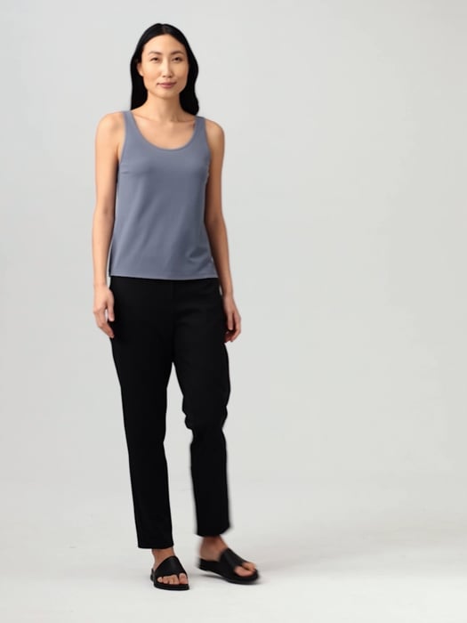 Eileen Fisher Stretch Silk Jersey Scoop Neck Tank Slim Fit, Basic Leng –  AshleyCole Boutique