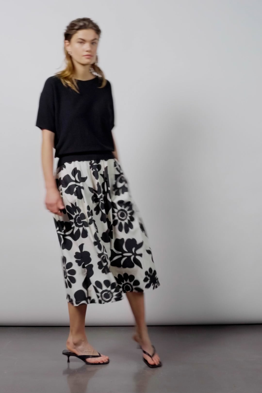 Midi skirt - offwhite black
