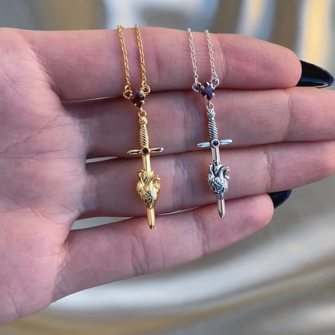 ALL MY HEART. Sword & Heart Necklace - Gold