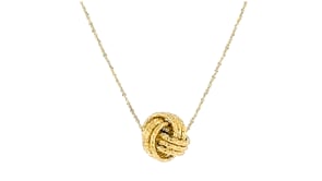 Italian 14kt Yellow Gold Love Knot Jewelry Set Necklace and Stud Earrings