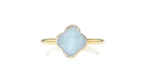 Italian 1.40 Carat Aquamarine Clover Ring in 14kt Yellow Gold