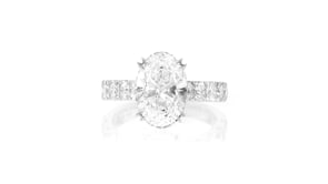 4.00 ct. t.w. Oval and Round Lab-Grown Diamond Ring in 14kt White Gold