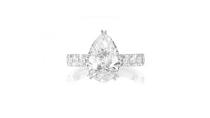 4.00 ct. t.w. Pear-Shaped and Round Lab-Grown Diamond Ring in 14kt White Gold