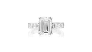 4.00 ct. t.w. Emerald-Cut and Round Lab-Grown Diamond Ring in 14kt White Gold