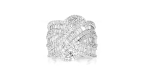 2.65 ct. t.w. Round and Baguette Lab-Grown Diamond Highway Ring in 14kt White Gold