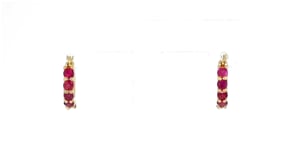 2.60 ct. t.w. Ruby, Emerald and Sapphire Jewelry Set Three Pairs of Huggie Hoop Earrings in 18kt Gold Over Sterling