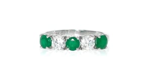 60 ct. t.w. Emerald and .50 ct. t.w. Lab-Grown Diamond Ring in 14kt White Gold