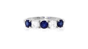 80 ct. t.w. Sapphire and .50 ct. t.w. Lab-Grown Diamond Ring in 14kt White Gold