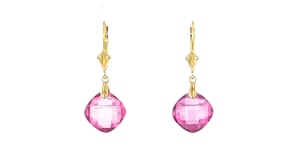 8.00 ct. t.w. Pink Topaz Drop Earrings in 14kt Yellow Gold