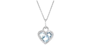 1.80 ct. t.w. Aquamarine and .20 ct. t.w. Diamond Heart Pendant Necklace in Sterling Silver