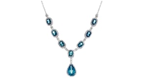 8.95 ct. t.w. London Blue Topaz and .38 ct. t.w. Diamond Necklace in Sterling Silver
