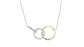 20 ct. t.w. Diamond Interlocking-Circle Necklace in Sterling Silver with 14kt Gold