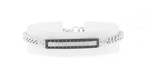 20 ct. t.w. Black and White Diamond ID Bracelet in Sterling Silver