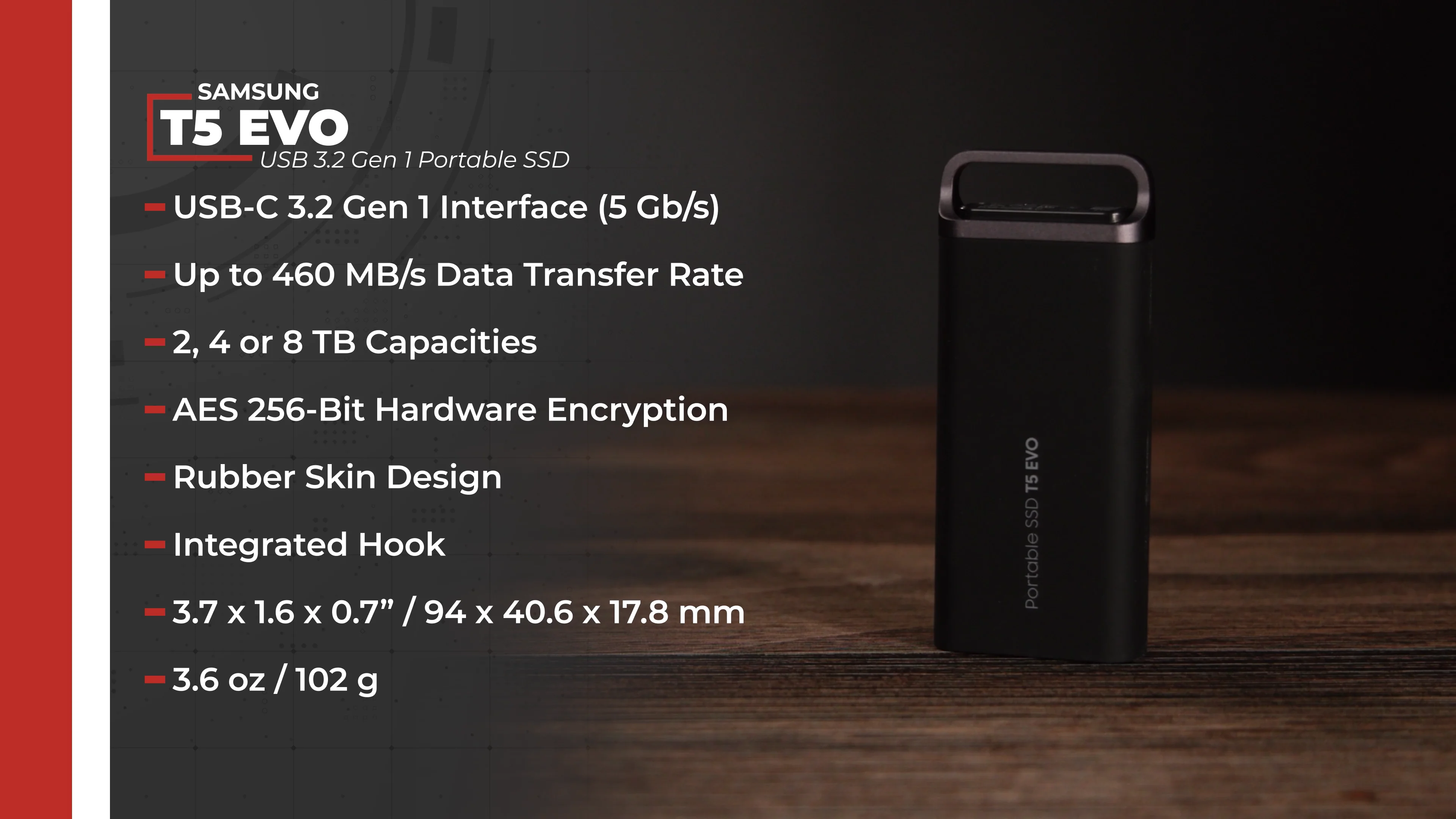 Samsung 4TB T5 EVO USB 3.2 Gen 1 Portable SSD MU-PH4T0S/AM B&H