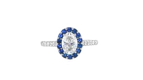 1.25 ct. t.w. Lab-Grown Diamond Ring with .40 ct. t.w. Sapphires in 14kt White Gold
