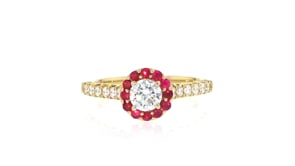 75 ct. t.w. Lab-Grown Diamond Ring with .20 ct. t.w. Rubies in 14kt Yellow Gold
