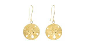 18kt Gold Over Sterling Textured and Polished Sand Dollar Drop Earrings
