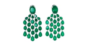 Green Chalcedony Chandelier Earrings in Sterling Silver