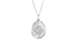 Italian Sterling Silver Bumblebee Medallion Pendant Necklace