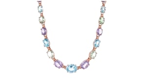 63.00 ct. t.w. Multi-Gemstone Necklace in 18kt Rose Gold Over Sterling