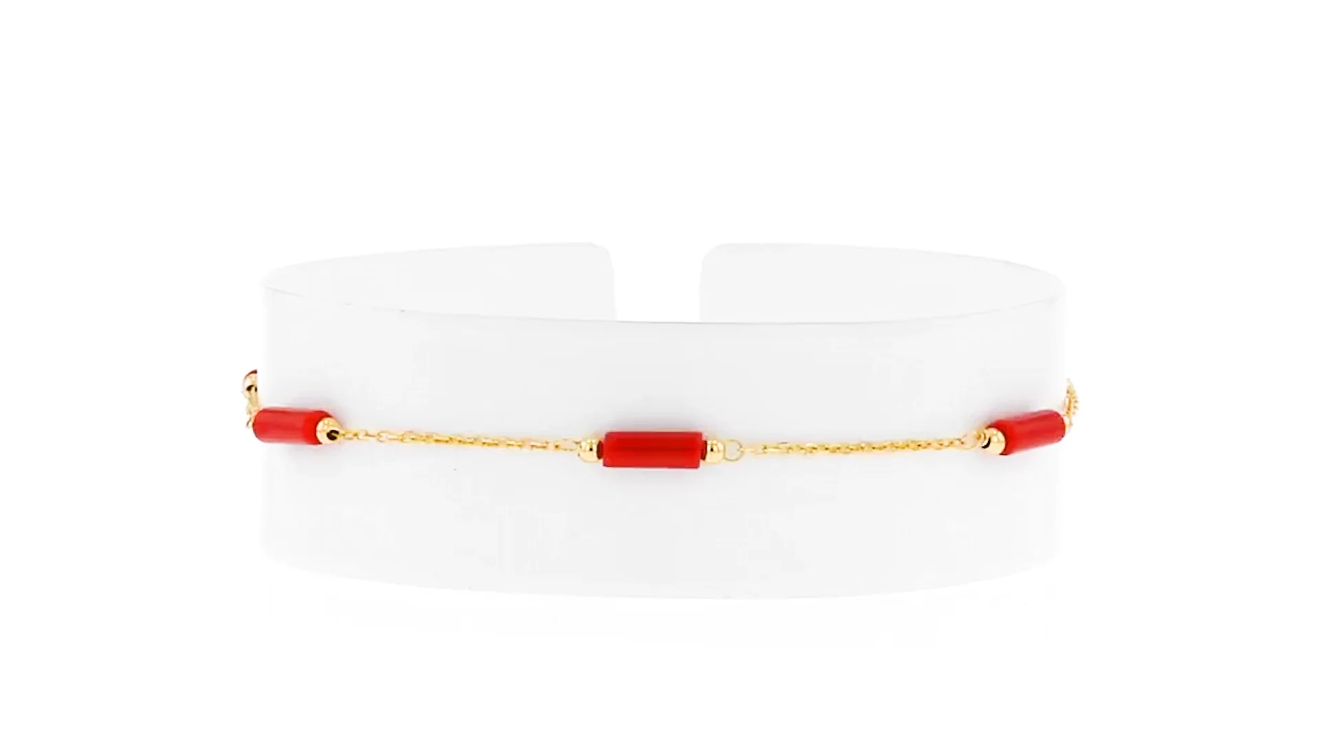 Italian Red Coral Bead Station Bracelet in 18kt Yellow Gold | Ross